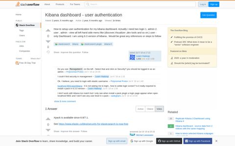 Kibana dashboard - user authentication - Stack Overflow