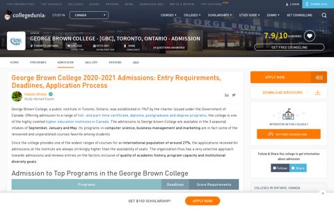 George Brown College 2020-2021 Admissions: Entry ...