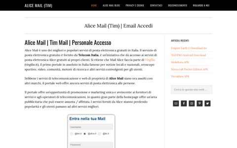 Alice Mail (TIM Mail) | Email Accedi