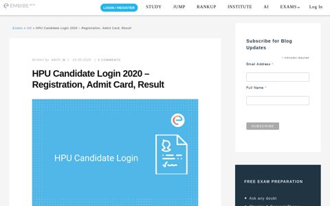 HPU Candidate Login 2020 - Registration, Admit Card, Result