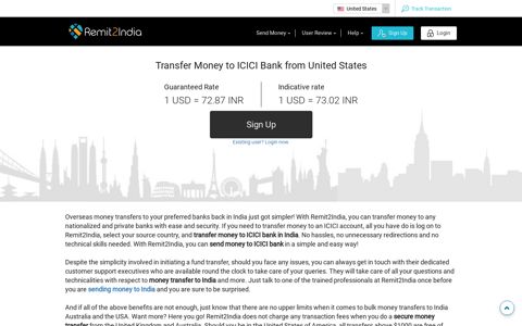 Transfer money to ICICI Bank in India - Send Money to India ...