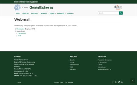 Webmail - IIT Bombay Chemical Engineering