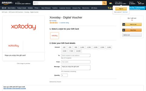 Xoxoday - Digital Voucher: Amazon.in: Gift Cards
