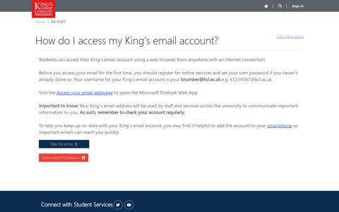 How do I access my King's email account? - Student Services ...
