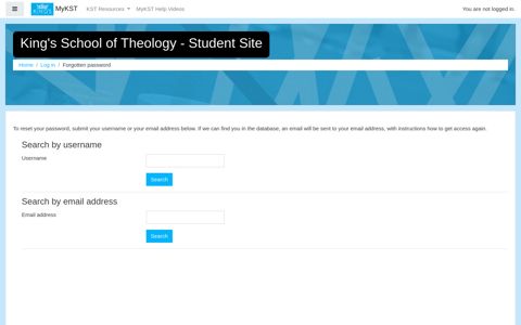 Forgotten password - King's School of Theology - Student Site