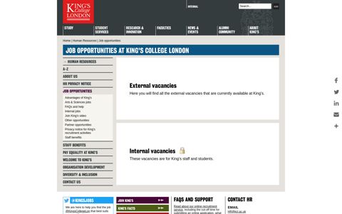 Job opportunities at King's College London