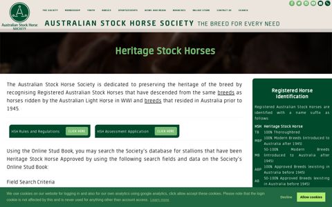 ASHS | Heritage Stock Horses - Australian Stock Horse Society