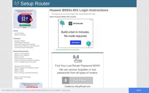 How to Login to the Huawei B593s-601 - SetupRouter