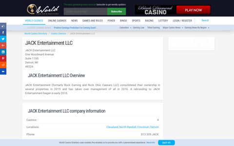 JACK Entertainment LLC - World Casino Directory