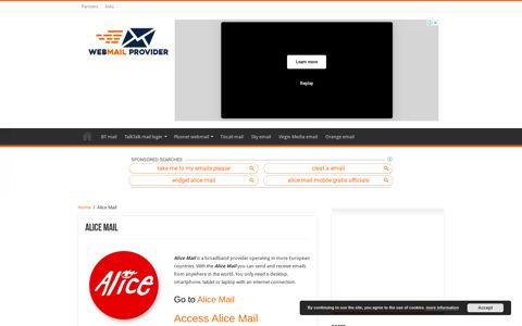 Login Alice Mail - Alice email settings - Alicemail - Webmail