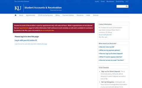 Please log in | Student Accounts & Receivables
