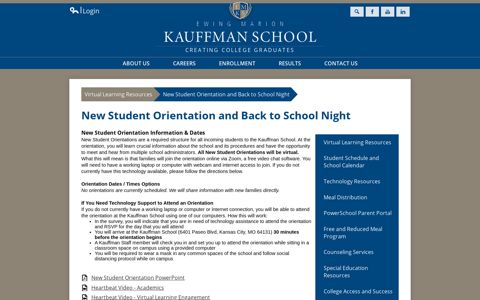 New Student Orientation and Back to School Night – Virtual ...