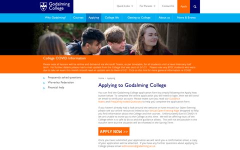 Applying | Godalming College