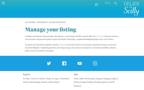 Manage your listing - Visit Isles of Scilly
