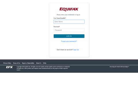 D2C Services - Login - ePORT - Equifax