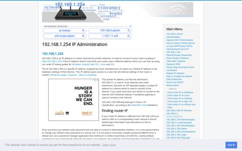 192.168.1.254 IP Administration