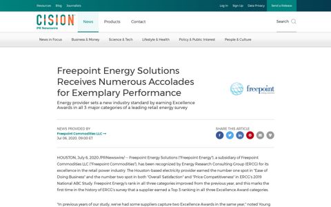 Freepoint Energy Solutions Receives Numerous Accolades for...