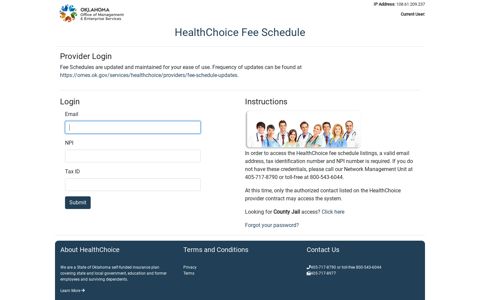 HealthChoice Fee Schedule