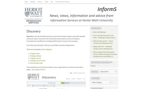 Discovery - InformS - Heriot-Watt University