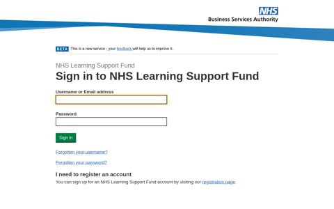 Sign in to NHS Learning Support Fund - NHSBSA