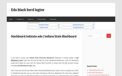 Indiana State University Blackboard ... - ISU Blackboard Login
