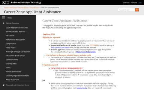 Career Zone Applicant Assistance | Human Resources
