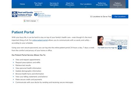 Patient Portal | Heart and Vascular Institute of Texas