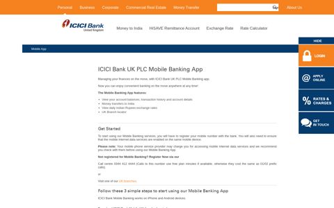 ICICI Bank PLC Mobile Banking App - ICICI Bank UK