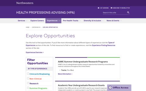 Explore Opportunities: Health Professions Advising (HPA ...