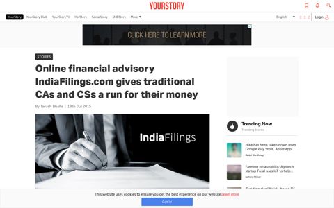 Online financial advisory IndiaFilings.com gives traditional ...