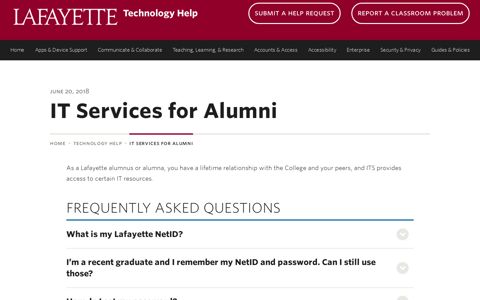 IT Services for Alumni · Technology Help · Lafayette College