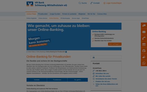 Online-Banking VR Bank Schleswig-Mittelholstein