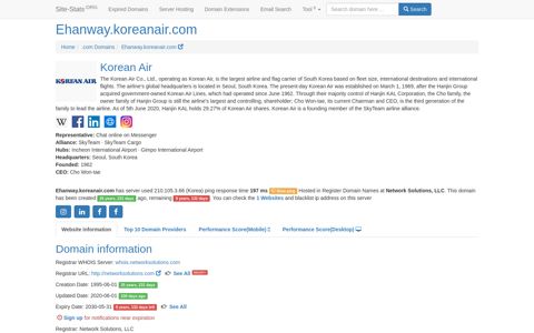Ehanway.koreanair.com - Site-Stats .ORG