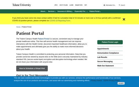 Patient Portal | Campus Health | Tulane University