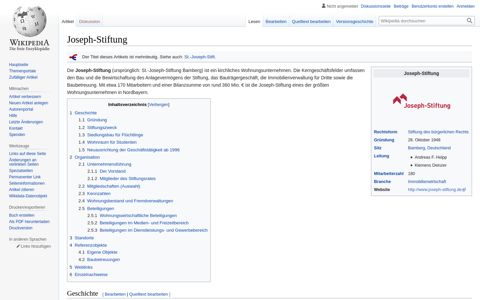 Joseph-Stiftung – Wikipedia
