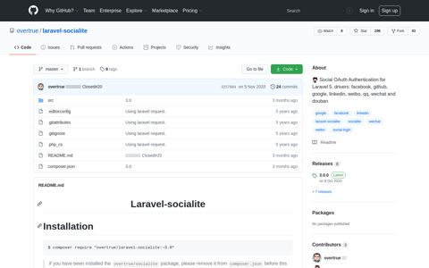 overtrue/laravel-socialite: Social OAuth ... - GitHub