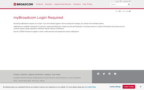myBroadcom Login Required