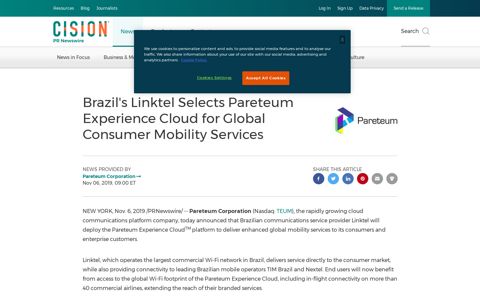 Brazil's Linktel Selects Pareteum Experience Cloud for Global ...