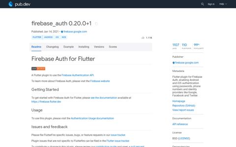 Firebase Auth for Flutter - Pub.Dev