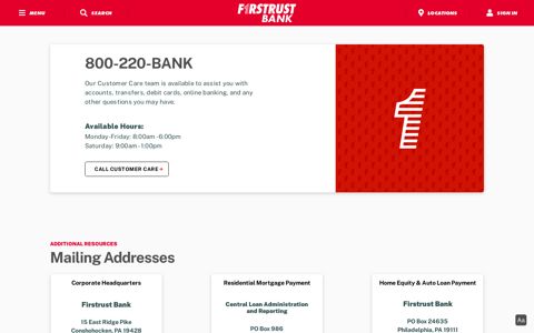 Contact Us | Firstrust Bank
