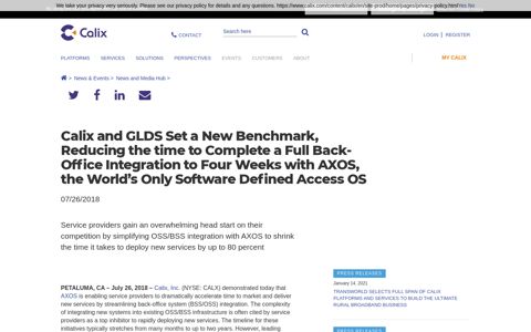 Calix and GLDS Set a New Benchmark, Reducing the time to ...