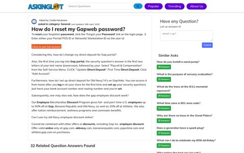 How do I reset my Gapweb password? - AskingLot.com