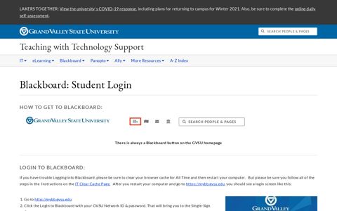 Blackboard: Student Login - Grand Valley State University