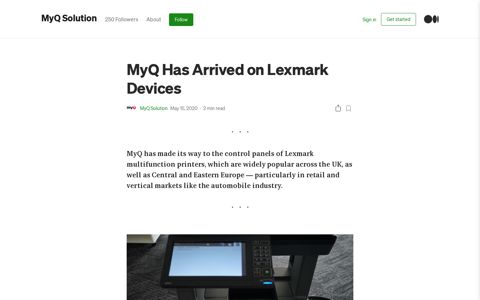 MyQ Has Arrived on Lexmark Devices | by MyQ Solution ...