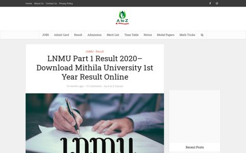 LNMU Part 1 Result 2020– Download Mithila University 1st ...