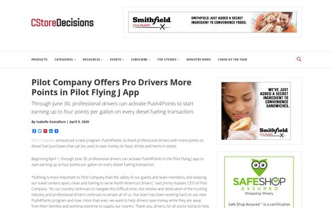 Pilot Company Offers Pro Drivers More Points in Pilot Flying J ...