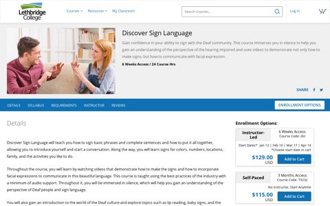 Discover Sign Language | Lethbridge College - Ed2Go