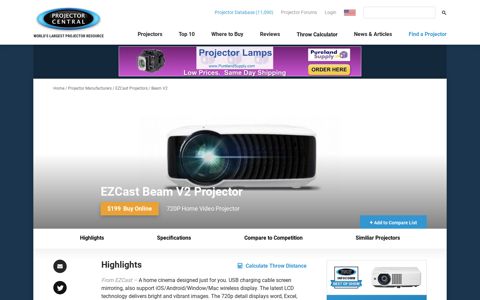 EZCast Beam V2 TFT LCD Projector Specs - Projector Central