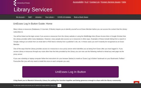 Home - UniEssex Log In Button Guide - Library Services at ...