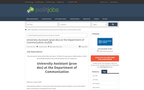University Assistant (prae doc) at the Department of ...